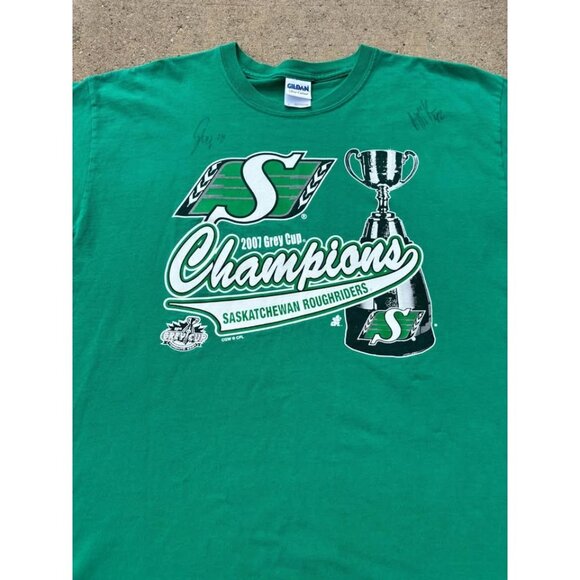 Saskatchewan RoughRiders 2007 signed Championship T shirt Graphic Tee CFL - Picture 4 of 5